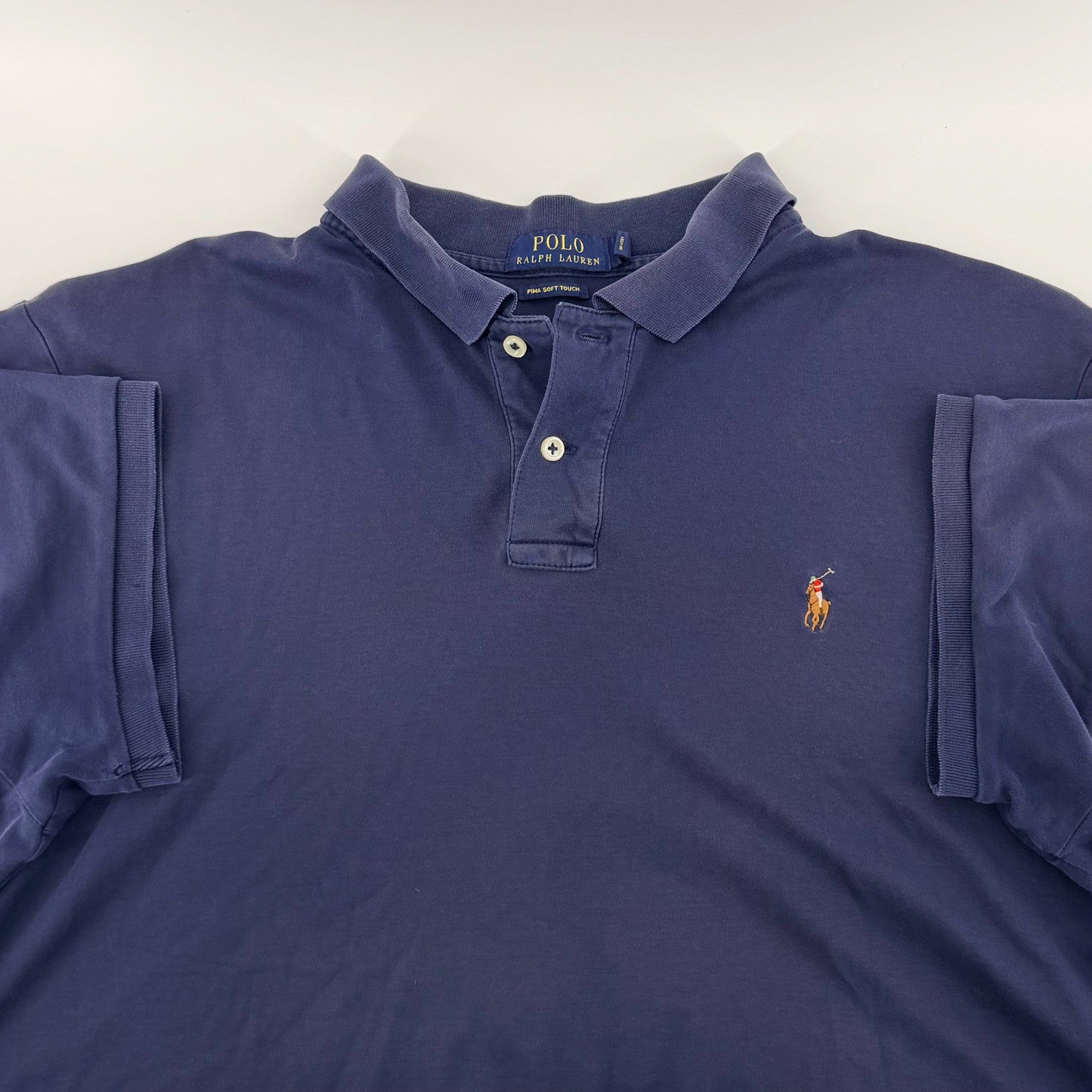 Polo Ralph Lauren Pima Soft Touch Polo Shirt Classic Fit XL Navy Blue Preppy
