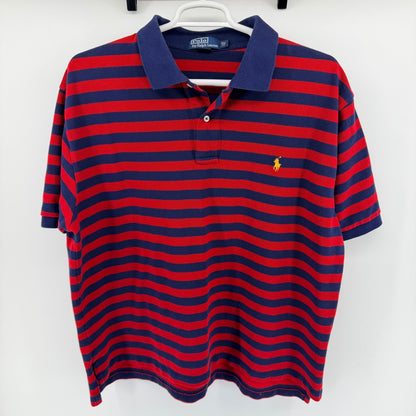 Polo Ralph Lauren Striped Polo Shirt Big & Tall 2XL Red Navy Blue Cotton Pique