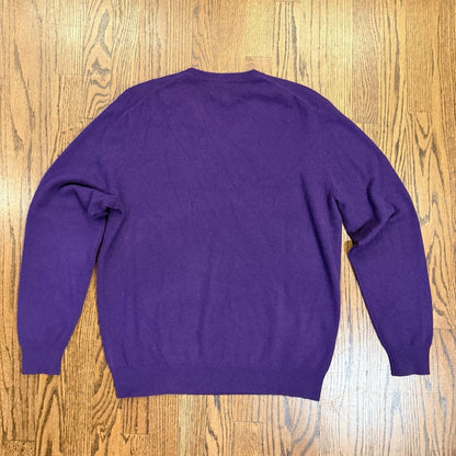 Club Room Estate Cashmere V-Neck Sweater 100% 2-Ply Knit Size M Purple