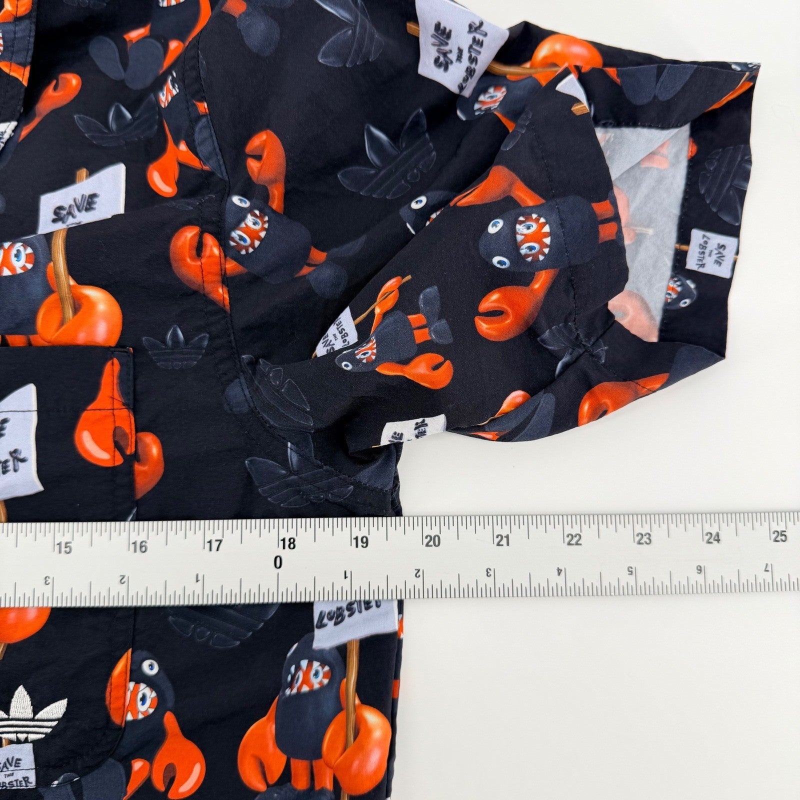 Adidas Philip Colbert Save the Lobster Button Up Shirt Graphic Pop Art XS Black