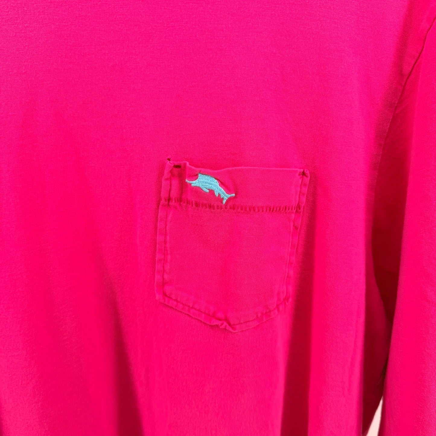 Tommy Bahama Pima Cotton Long Sleeve Pocket Tee Shirt Large Pink Resortwear