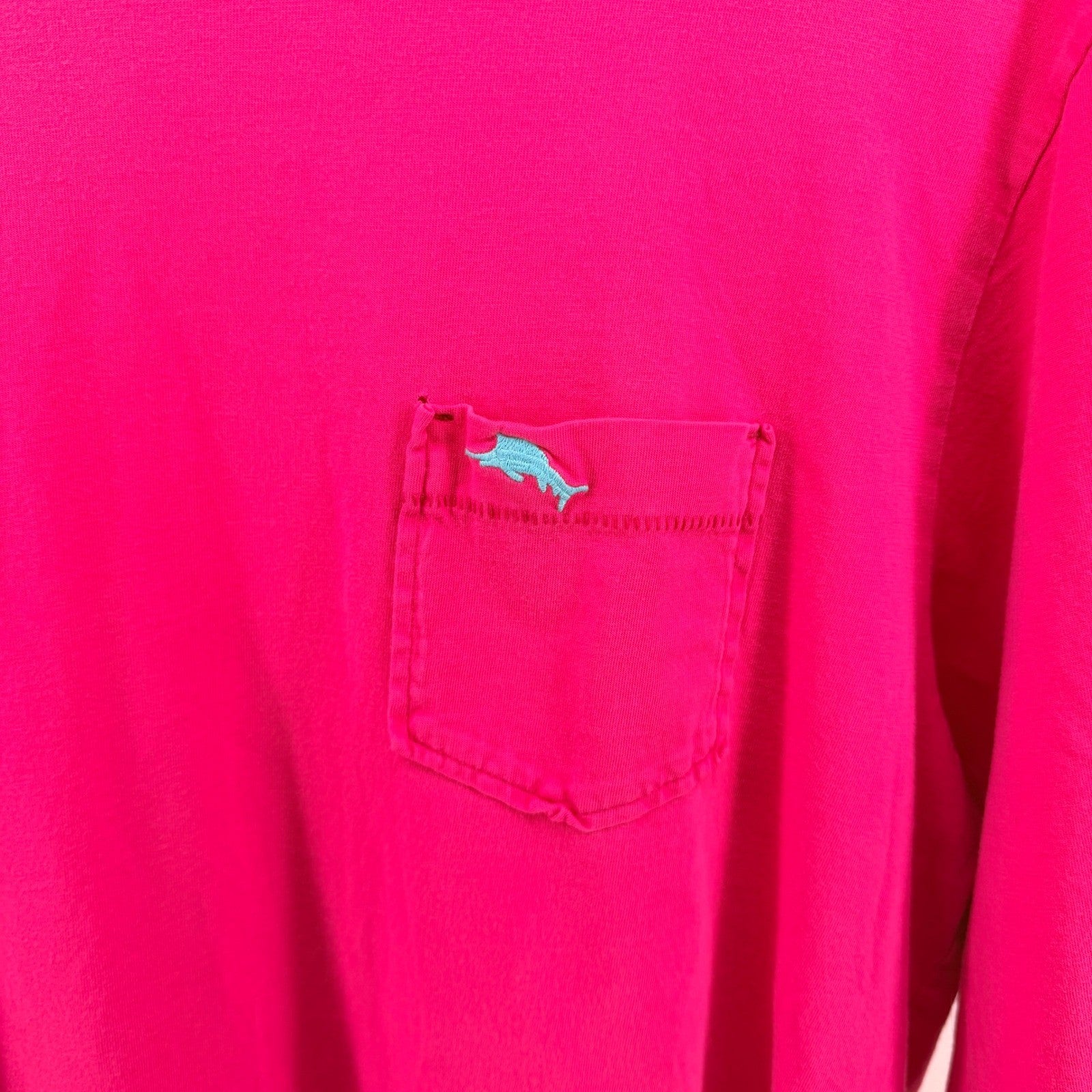 Tommy Bahama Pima Cotton Long Sleeve Pocket Tee Shirt Large Pink Resortwear