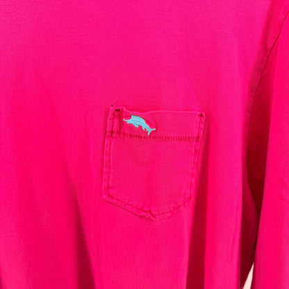 Tommy Bahama Pima Cotton Long Sleeve Pocket Tee Shirt Large Pink Resortwear