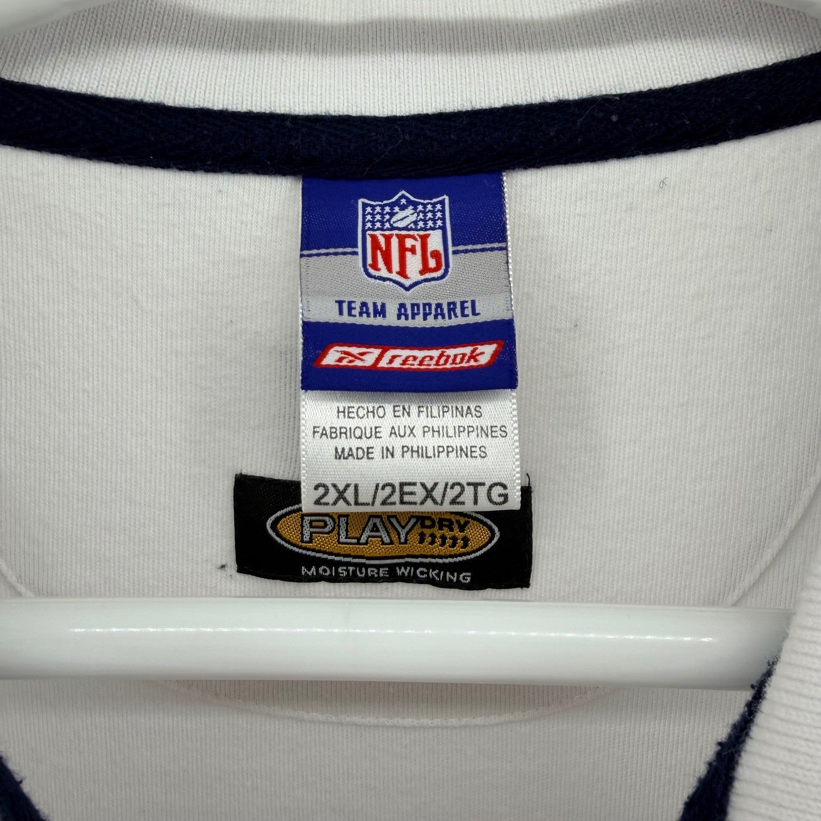 Vintage Reebok Seattle Seahawks NFL Polo Shirt PlayDry Striped White 2XL Mens