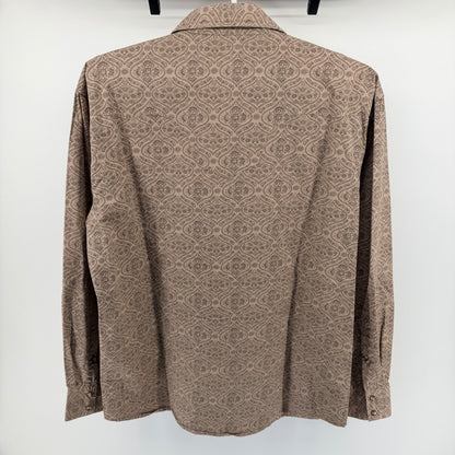 Red Ranch Western Pearl Snap Shirt Paisley Print Cotton Cowboy XL Tan Brown