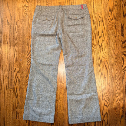 American Eagle Wool Blend Tweed Wide Leg Trousers Sz 14 Gray Herringbone Preppy
