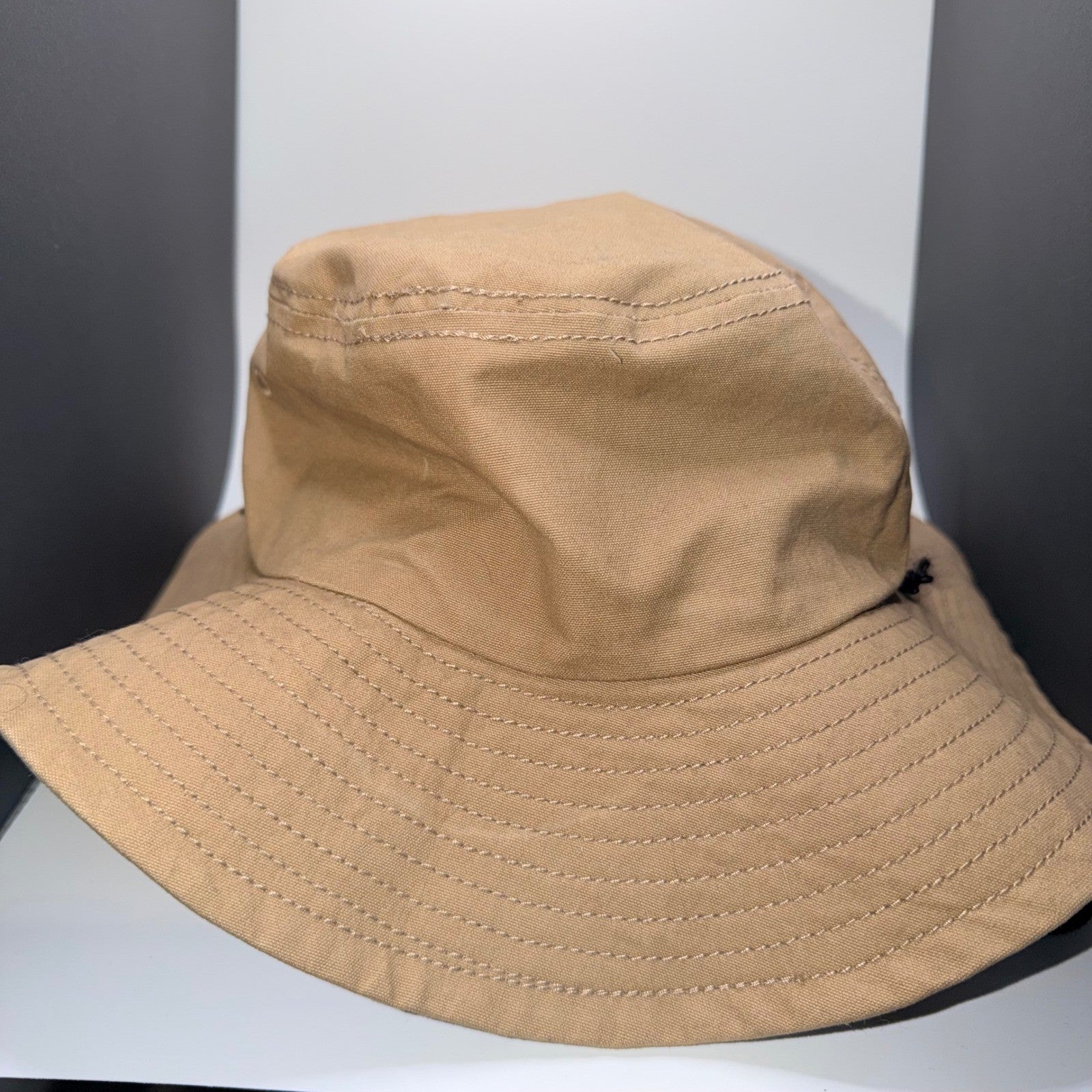 ESPN Logo Boonie Bucket Hat Adjustable Chin Strap Tan Khaki OSFM