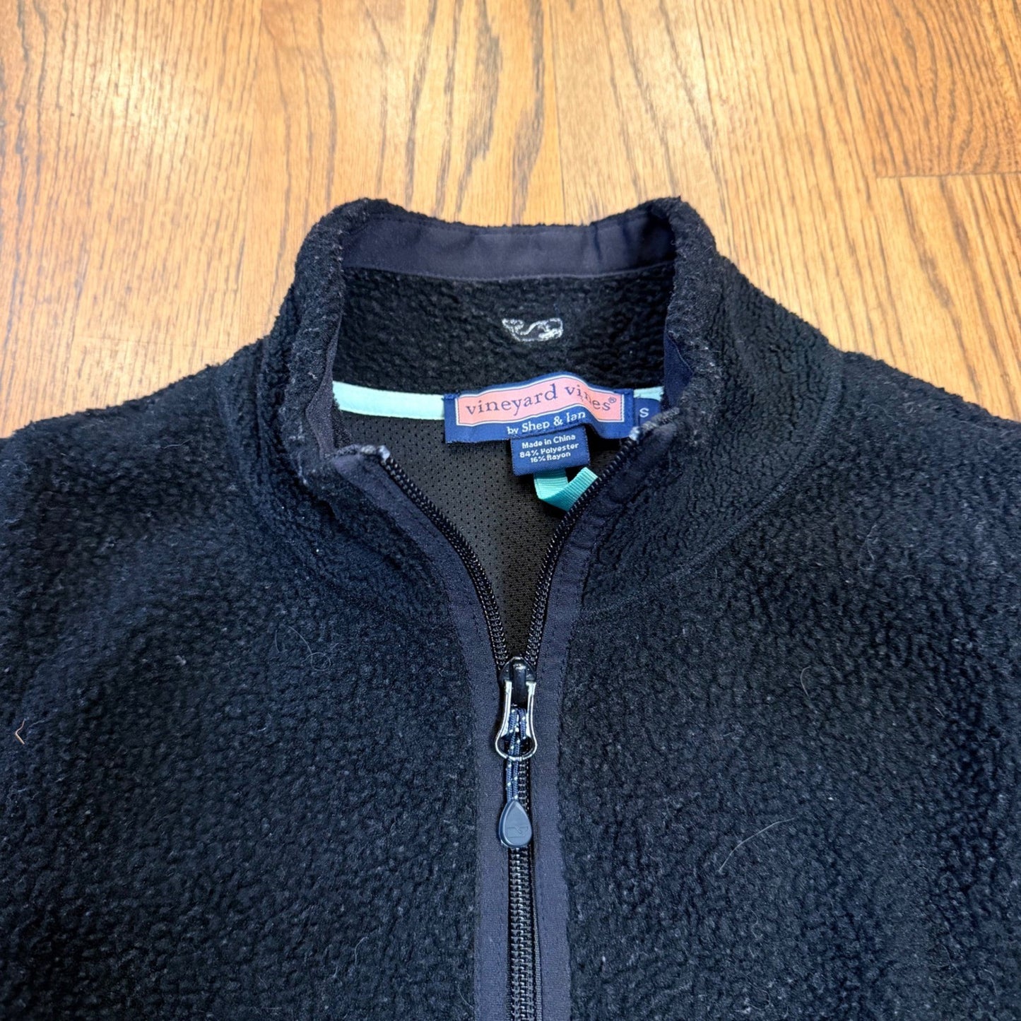 Vineyard Vines Sherpa Fleece Full Zip Vest S Black Layering Preppy Women