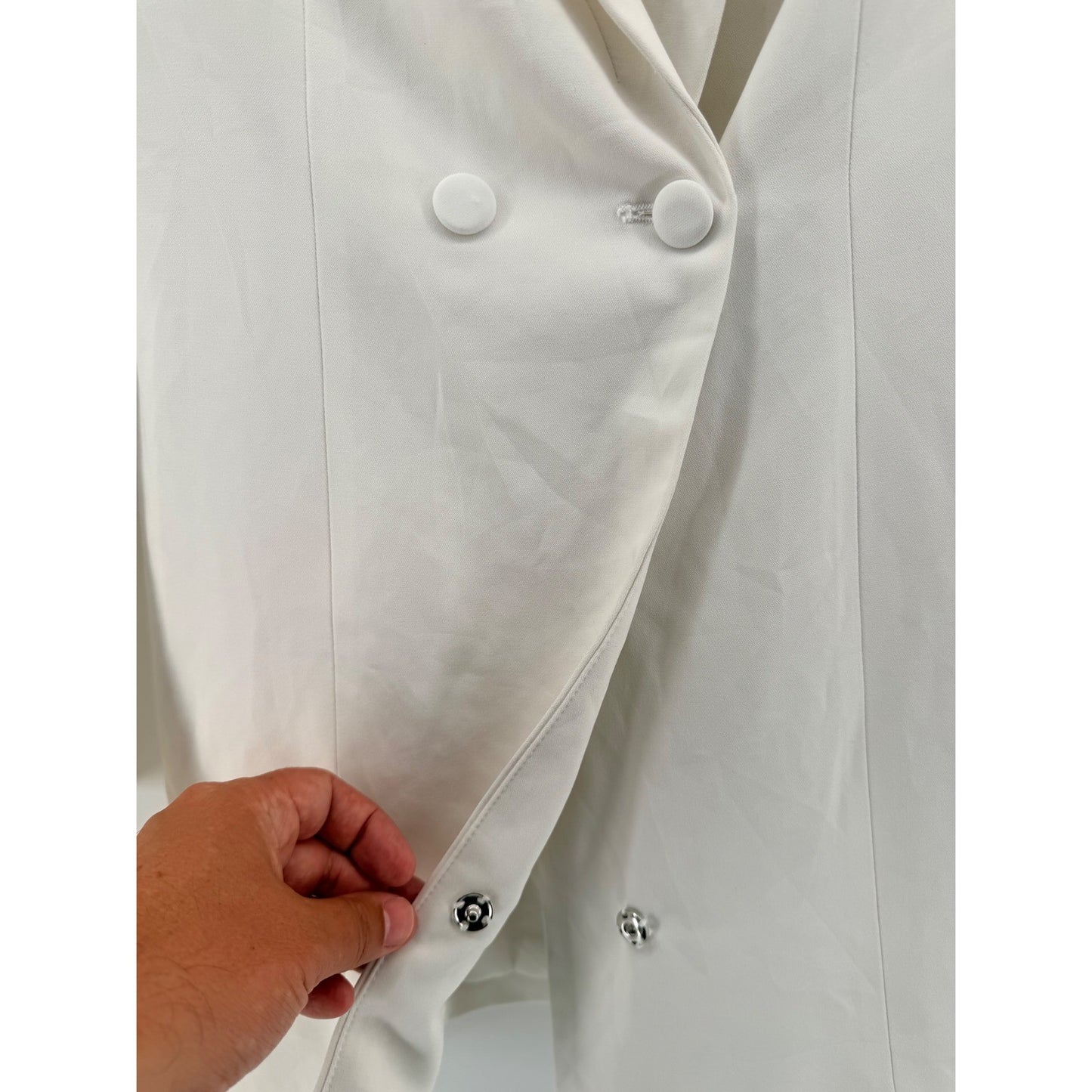 NBD Bell Sleeve Blazer Dress White Shawl Lapel Tailored Mini Size S White