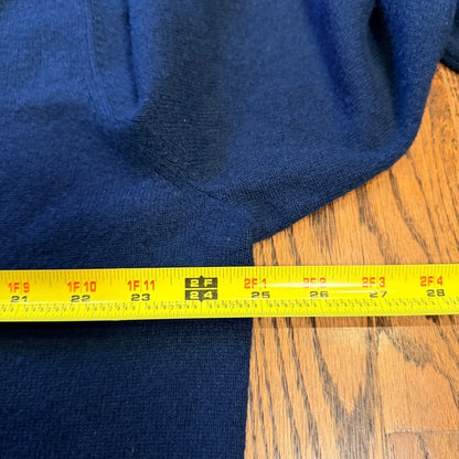 Lands' End 100% Cashmere V-Neck Sweater XL Navy Blue Solid Knit Mens Soft Warm