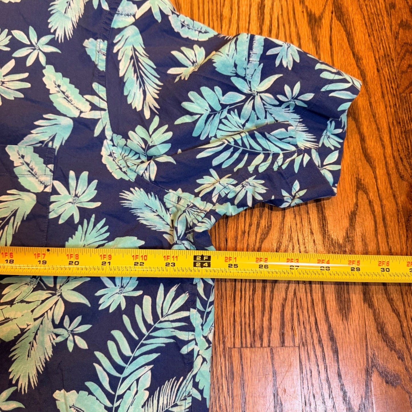 Vineyard Vines Slim Fit Murray Shirt Tropical Leaf Print XL Navy Blue Teal