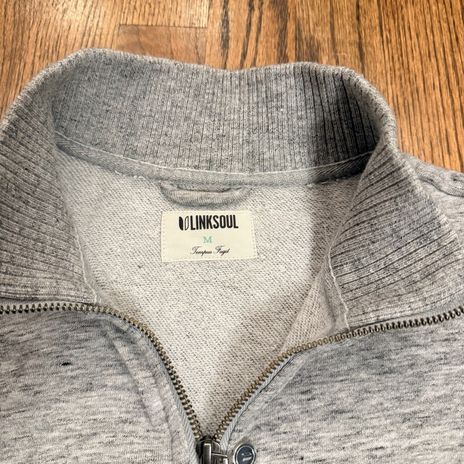 Linksoul Men’s Medium Full Zip Knit Sweater Jacket Heather Gray Golf Casual