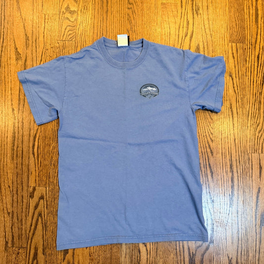 Prairie Mountain Yellowstone National Park Graphic T-Shirt Small Blue Cotton
