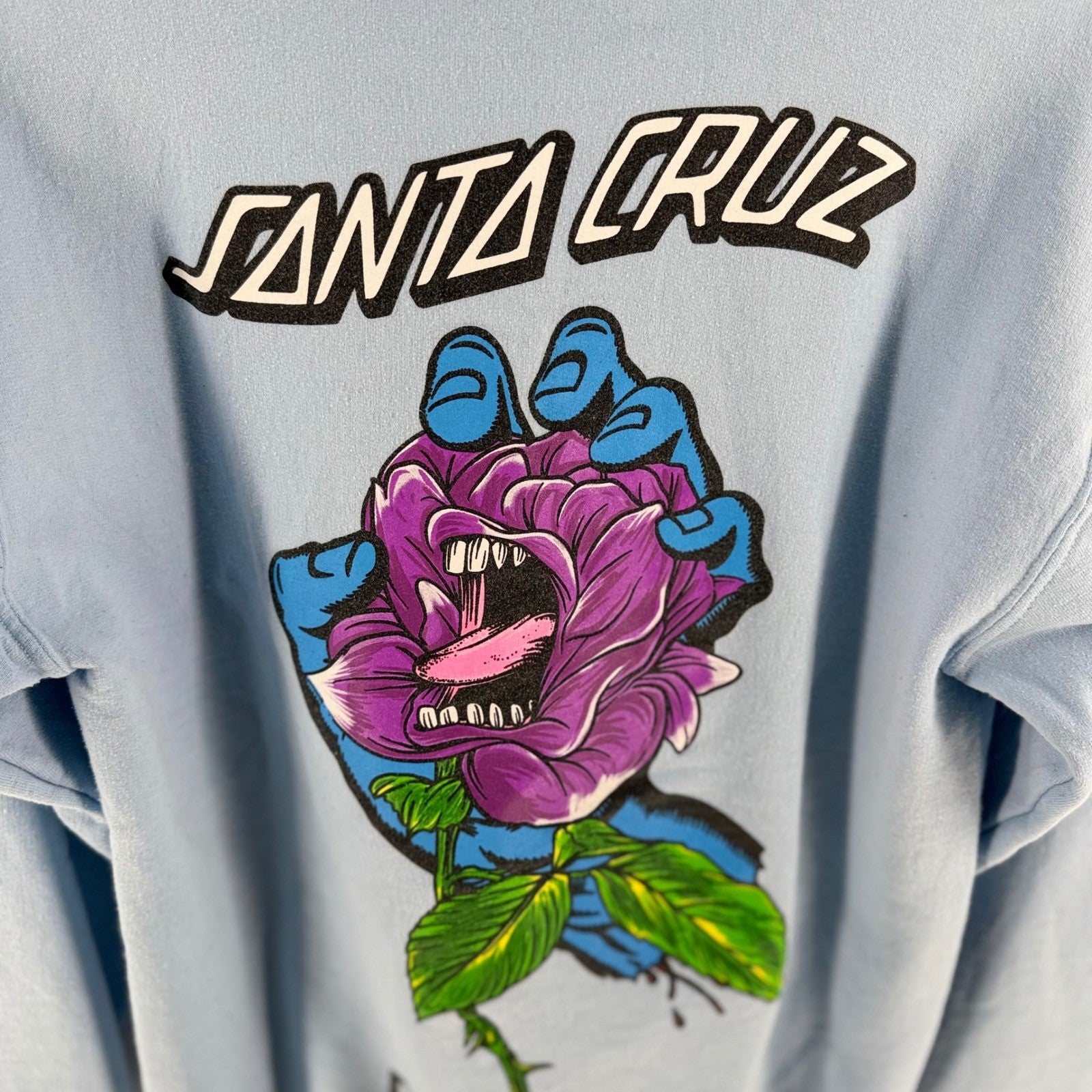 Broken Promises x Santa Cruz Screaming Rose Hoodie Light Blue Graphic S