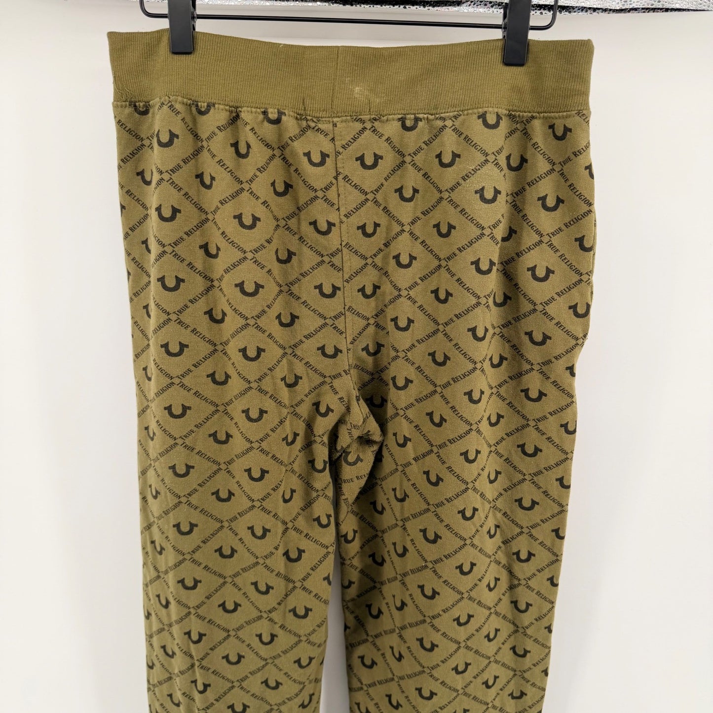 True Religion Monogram Logo Jogger Sweatpants Olive Green Orange XL