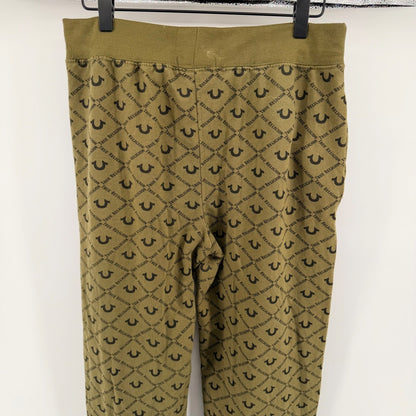 True Religion Monogram Logo Jogger Sweatpants Olive Green Orange XL