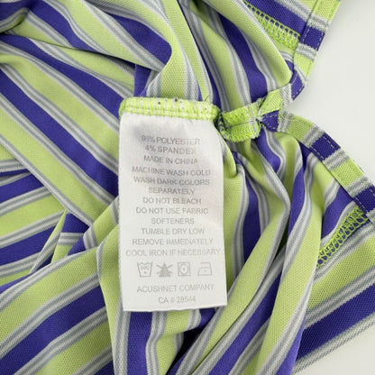 FootJoy Mauna Lani Striped Golf Polo Performance Shirt Small Green Purple Preppy