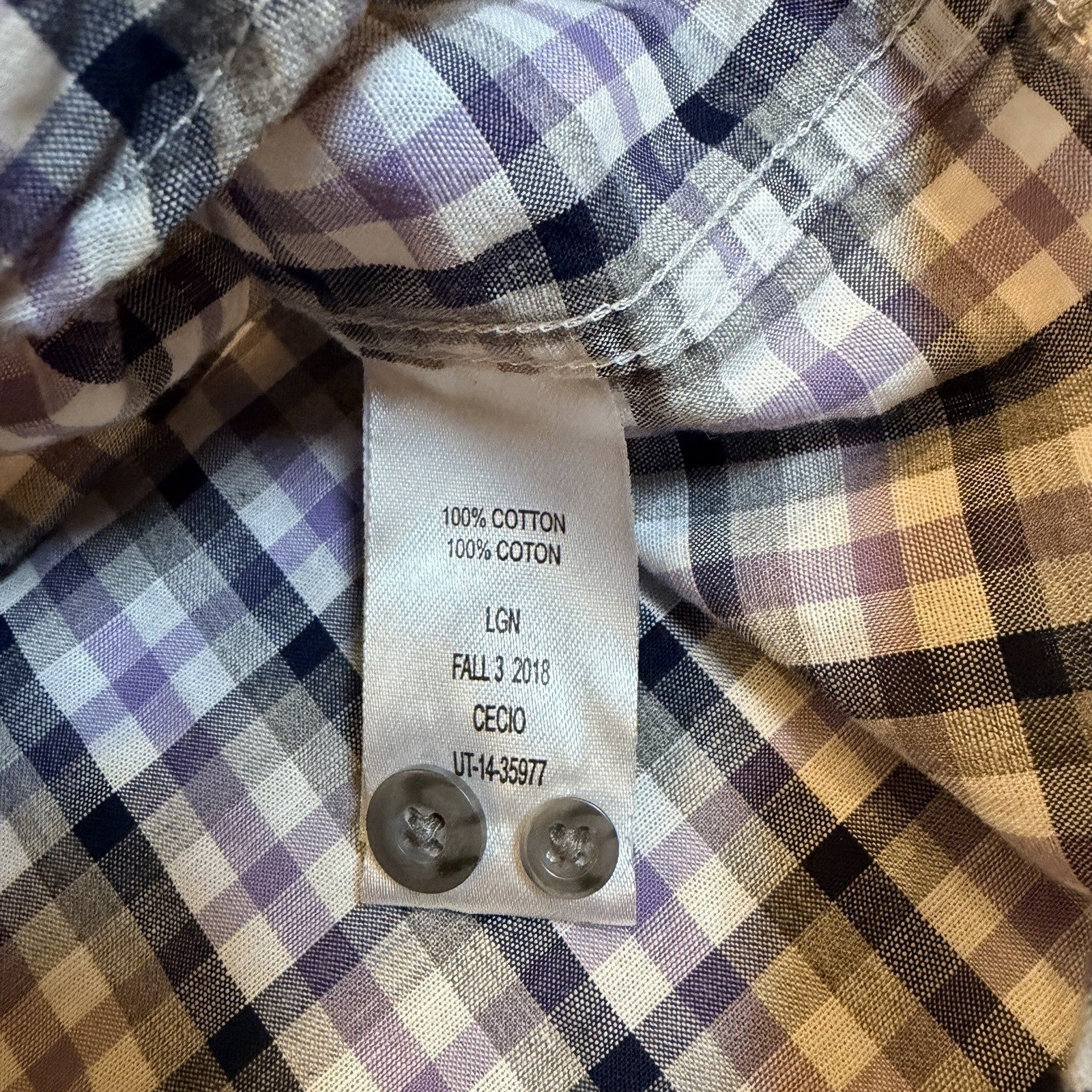 UNTUCKit Cecio Slim Fit Plaid Button Down Shirt Medium Purple Navy