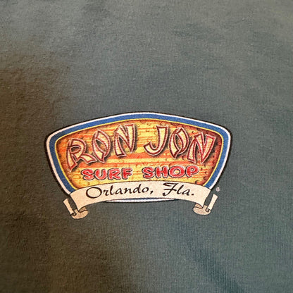 Ron Jon Surf Shop Orlando Florida Graphic T-Shirt Distressed XL Blue Teal