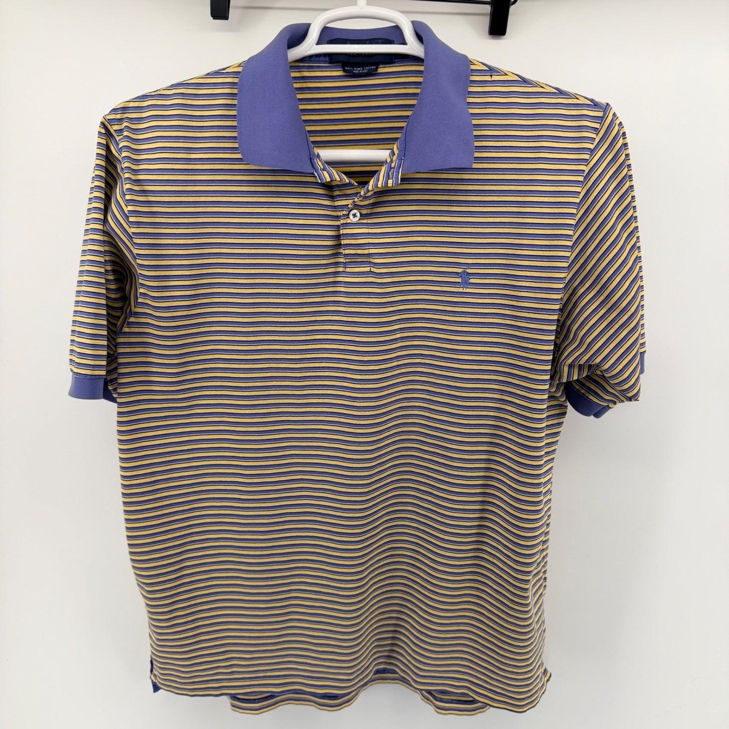 Polo Golf Ralph Lauren Striped Pima Cotton Polo Shirt Large Purple Yellow Mens