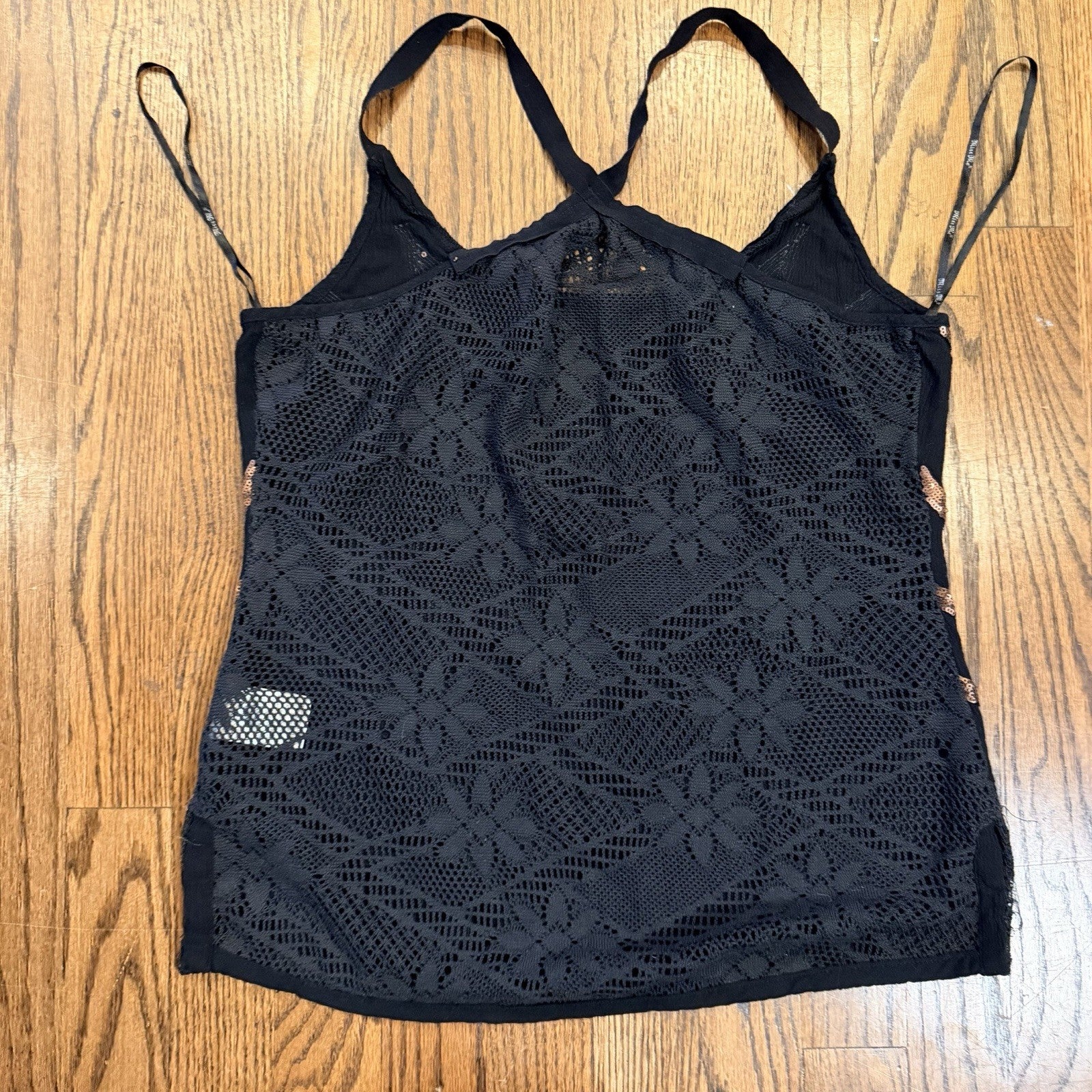 Miss Me Y2K style Embellished Top Black Lace back Size S Racer Tank