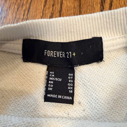 Forever 21+ Los Angeles California Graphic Sweatshirt 0X White Green Embroidered