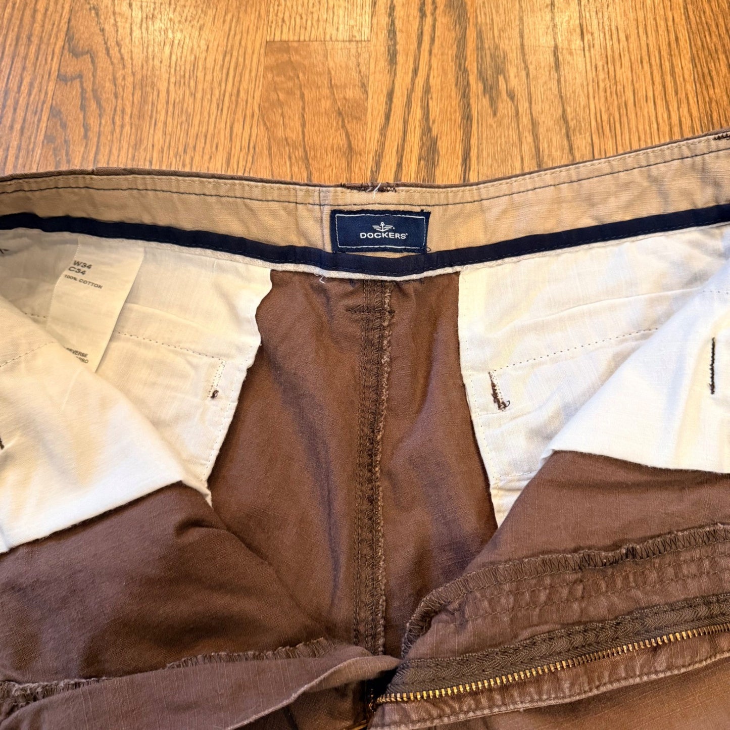 Dockers Mens Cargo Shorts Ripstop Cotton Multi Pocket Size 34 Brown