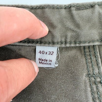 Carhartt Loose Fit Carpenter Pants Canvas Utility Workwear 38x31 Faded Green