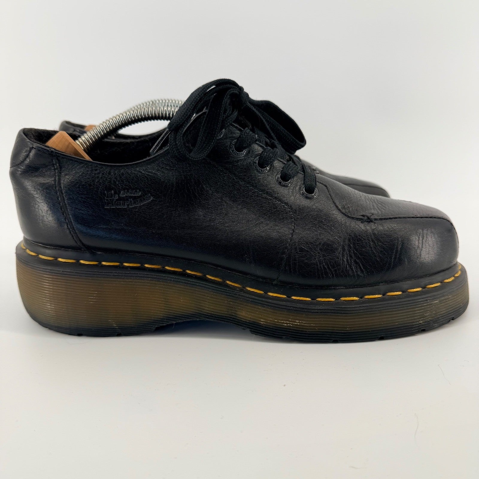 Dr. Martens Platform Square Toe Oxford Black Leather Shoes Unisex Men 8 Women 9