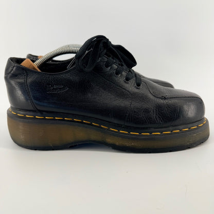 Dr. Martens Platform Square Toe Oxford Black Leather Shoes Unisex Men 8 Women 9