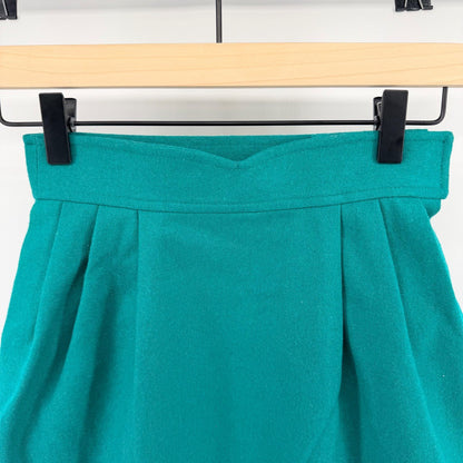 Pendleton Vintage Petite Wool Pencil Skirt High Waist Pleated Teal Green Size 2