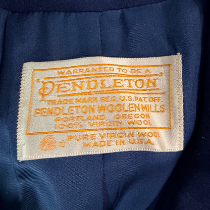 Pendleton Vintage Wool Double Breasted Long Coat Blue 100% Virgin Wool Size L