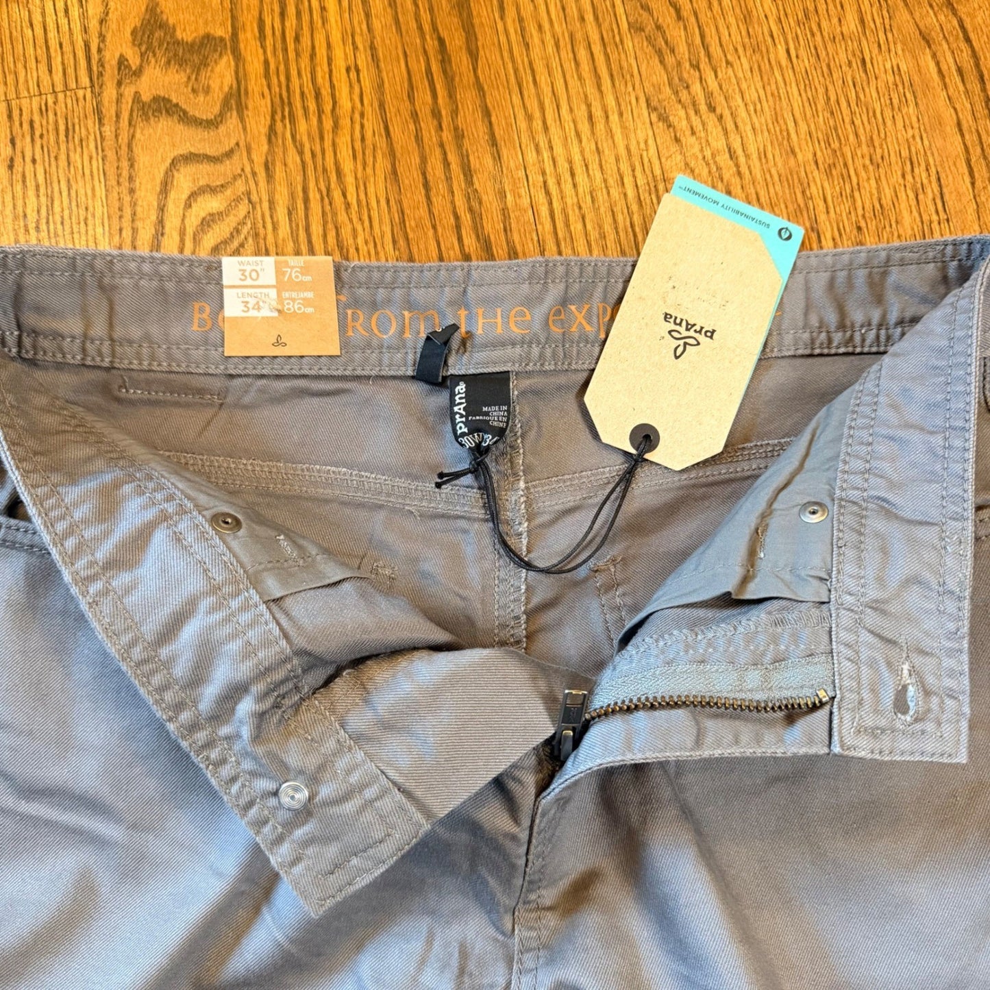 Prana Bridger Jean Slim Fit Organic Stretch Denim Pants 30x34 Gravel Grey NWT