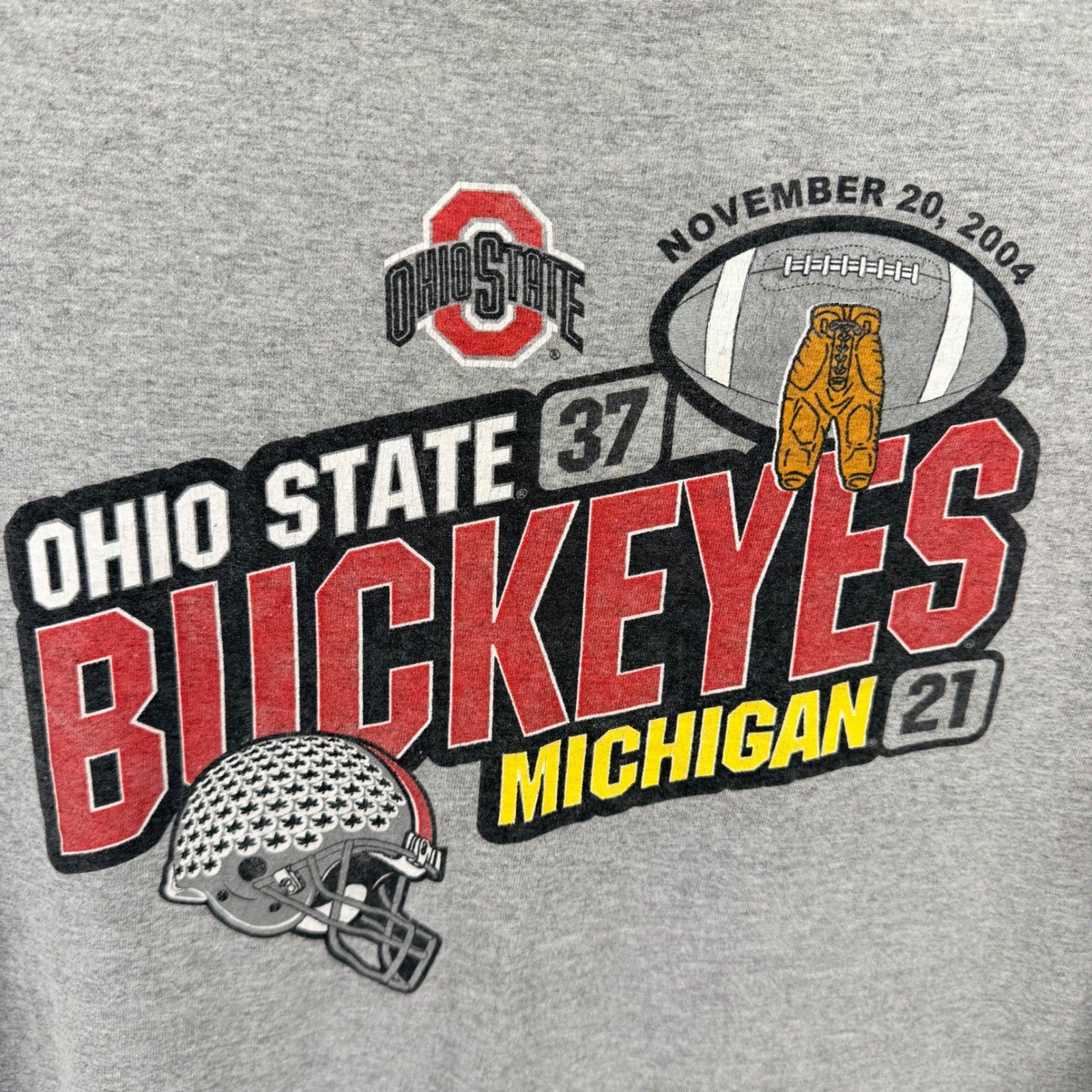 Alstyle Ohio State Buckeyes 2004 Michigan Victory Long Sleeve Shirt L Gray