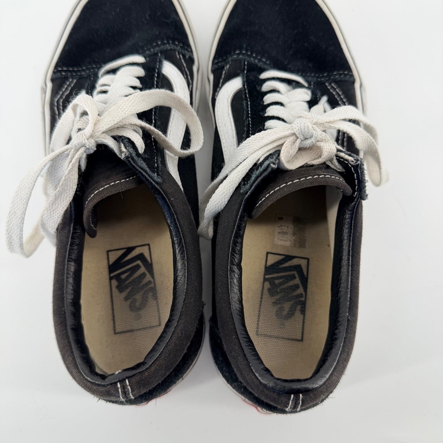Vans Old Skool Classic Skate Shoes Low Top Black White Suede Canvas Mens 8.5