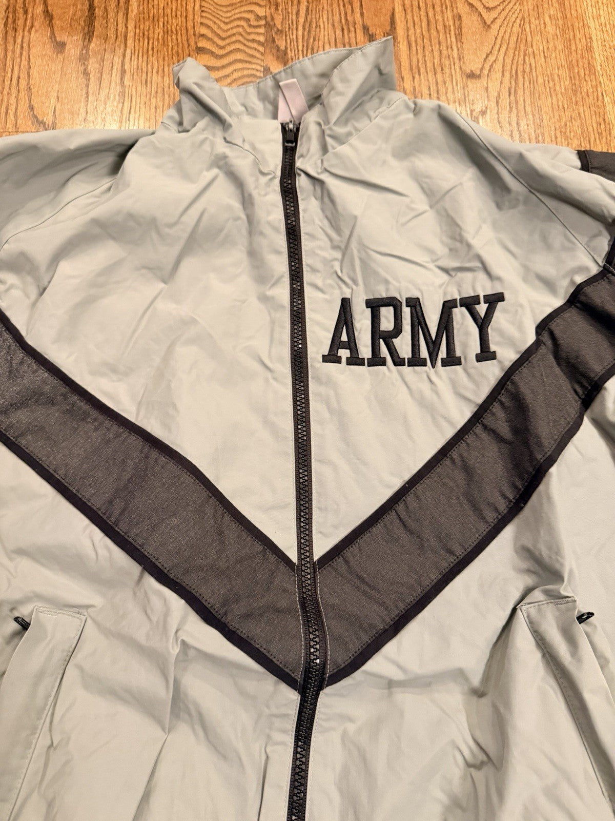 Vtg Army Full Zip Windbreaker Jacket Coat Mens Size XL Gray Nylon