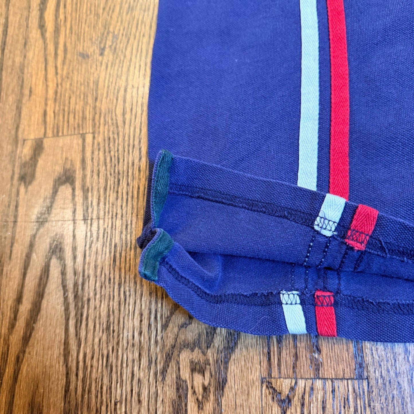 Catalina Striped Pique Polo Shirt Mens Large Navy Blue Red White Green Vintage