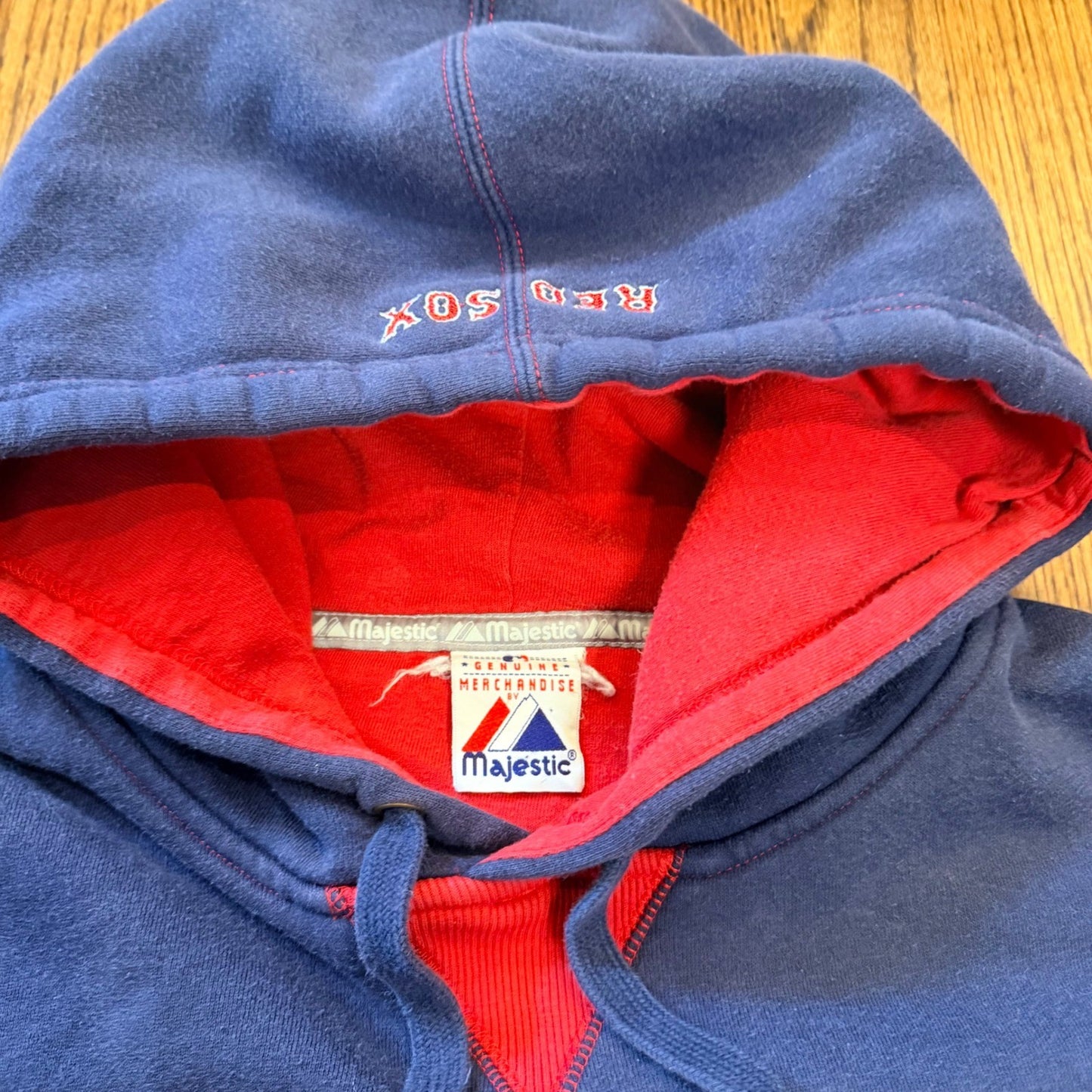 Majestic Boston Red Sox Vintage 90s Heavyweight Hoodie Navy Blue XL Embroidered