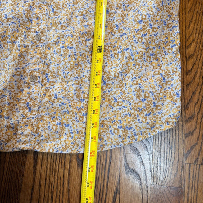 Eddie Bauer Classic Fit Floral Short Sleeve Button Down Shirt TXL Yellow Blue
