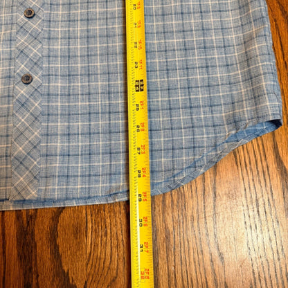 Orvis Classic Collection Short Sleeve Plaid Fishing Hiking Shirt Medium Blue