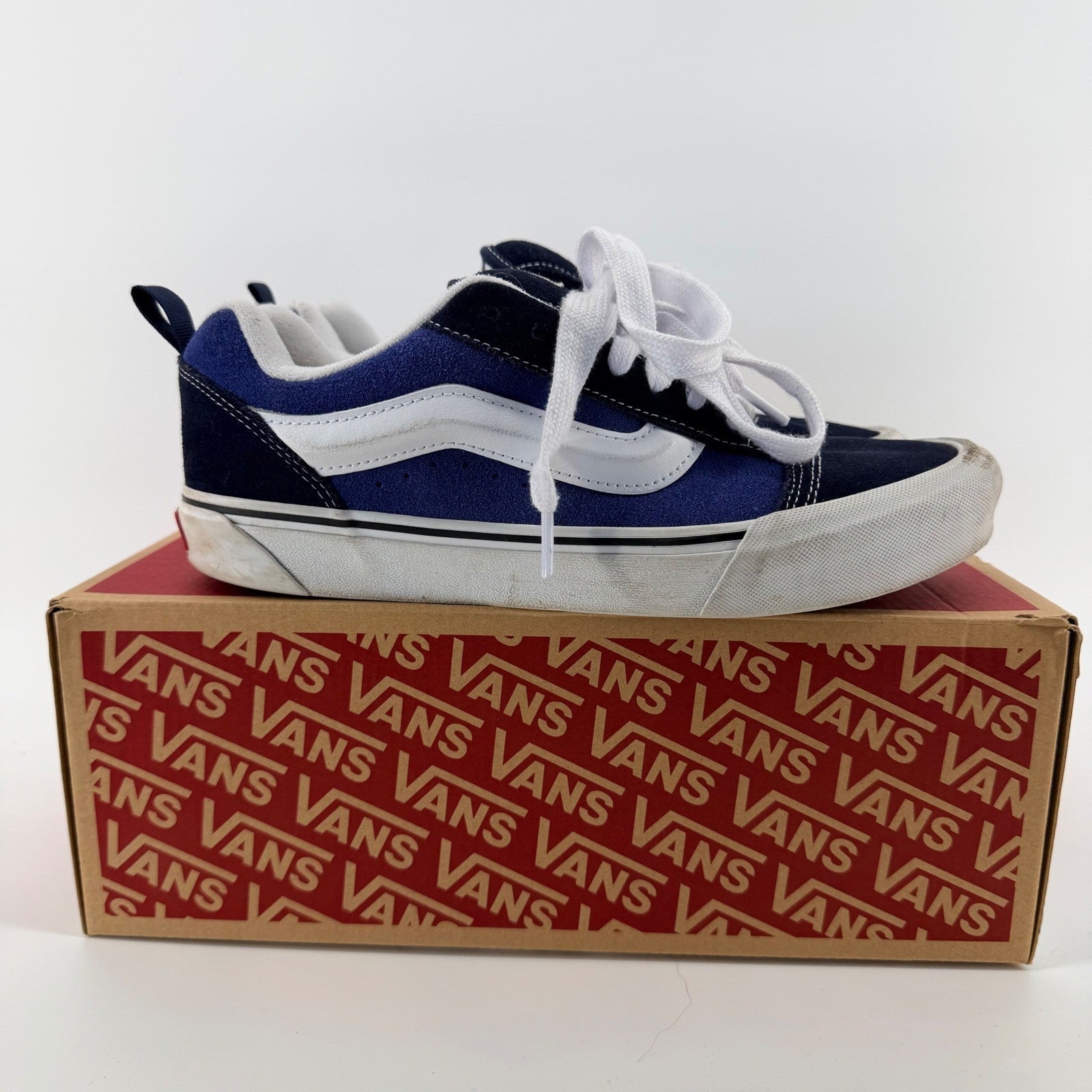 Vans Knu Skool Navy True White Chunky Skate Shoes 90s Retro Mens 9.5 Blue