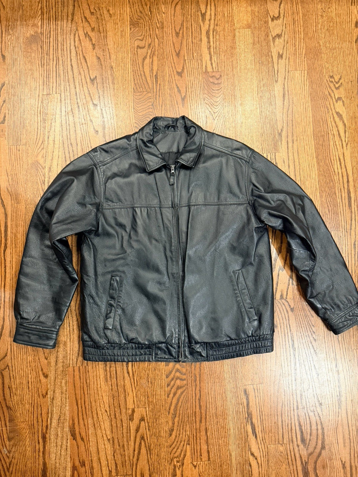 Men's Knightsbridge Leather Bomber Jacket Color Black Medium Genuine Leather