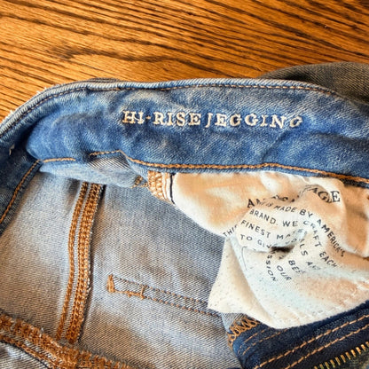 American Eagle Hi-Rise Jegging Distressed Skinny Jeans 4 Medium Wash Blue