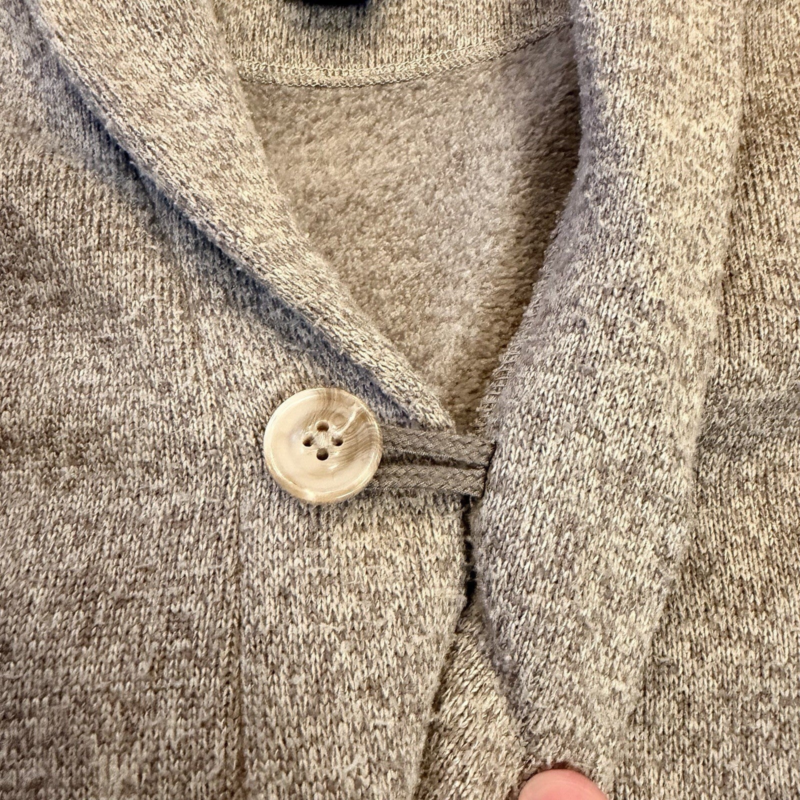 Pendleton Shawl Collar Cardigan Sweater Elbow Patches Medium Oatmeal Tan Grandpa