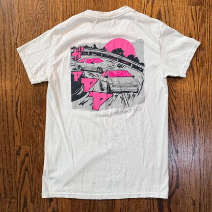 Eldon JDM Drift Graphic T-Shirt Japanese Car Culture Racing White Size S