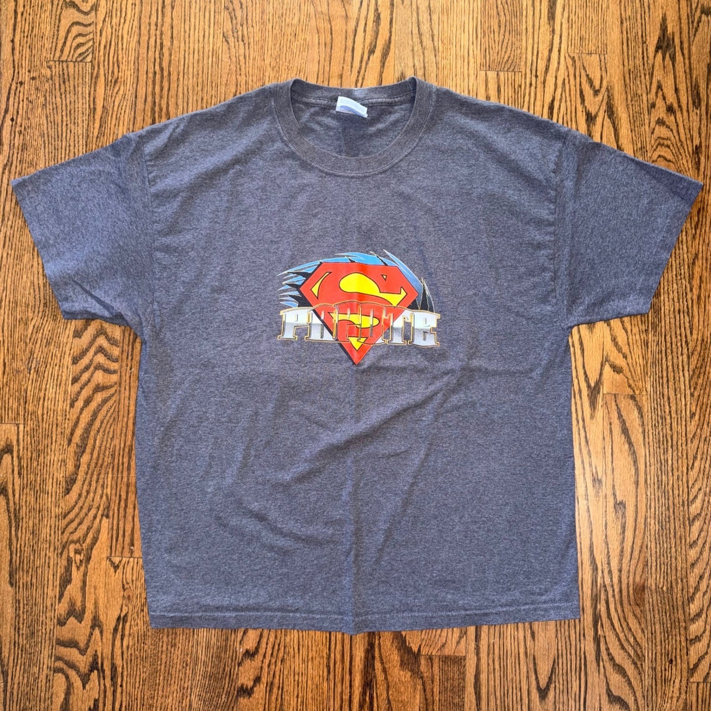 Hanes Papote Drag Racing Mazda RX-7 Superman Graphic T-Shirt XL Gray