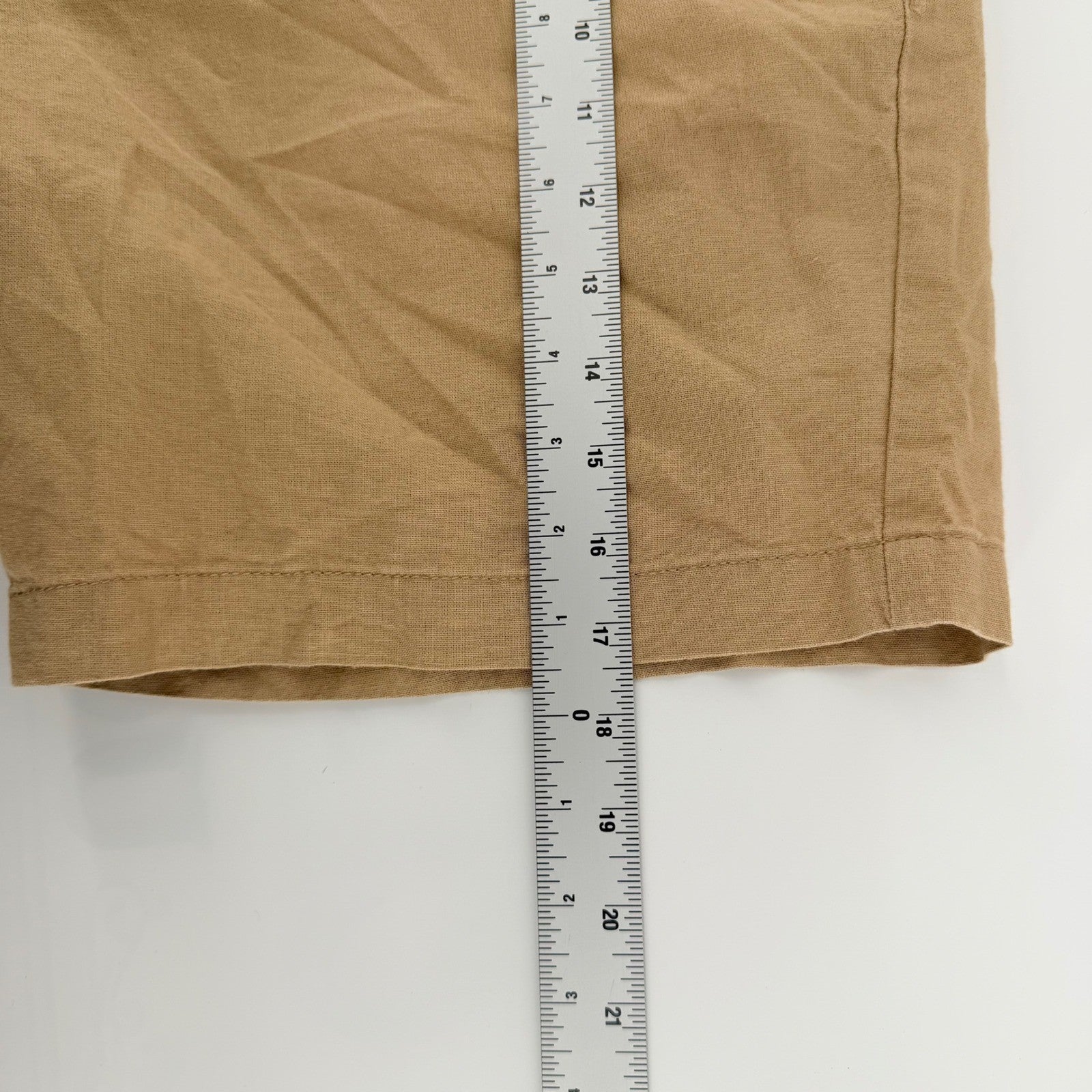 Ben Sherman Linen Blend Regular Fit Chino Shorts Tan Khaki 38W Summer Casual
