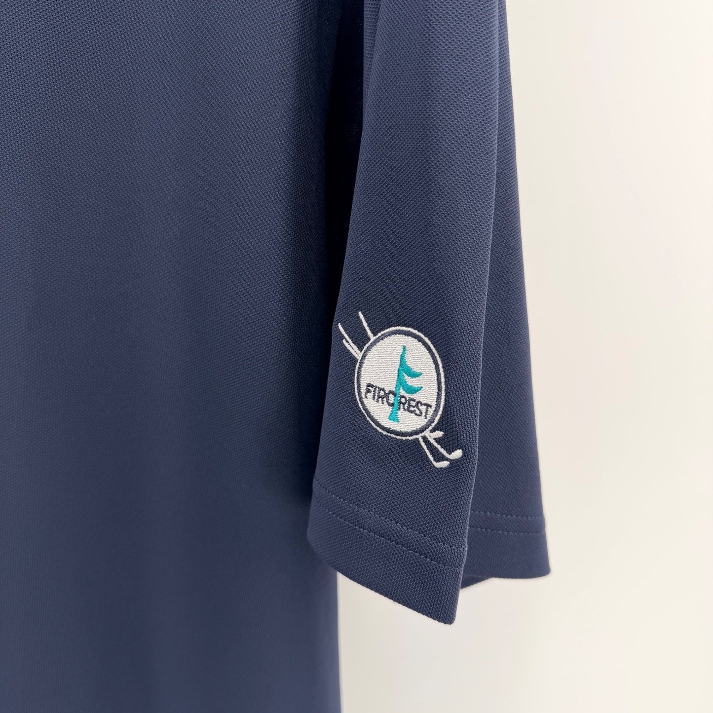 FootJoy ProDry Golf Polo Shirt Patterned Collar Fircrest Logo XL Navy Blue