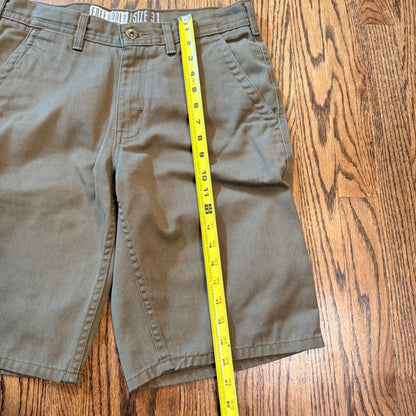 Free World Messenger Shorts Flat Front Twill Skate Size 31 Olive Green
