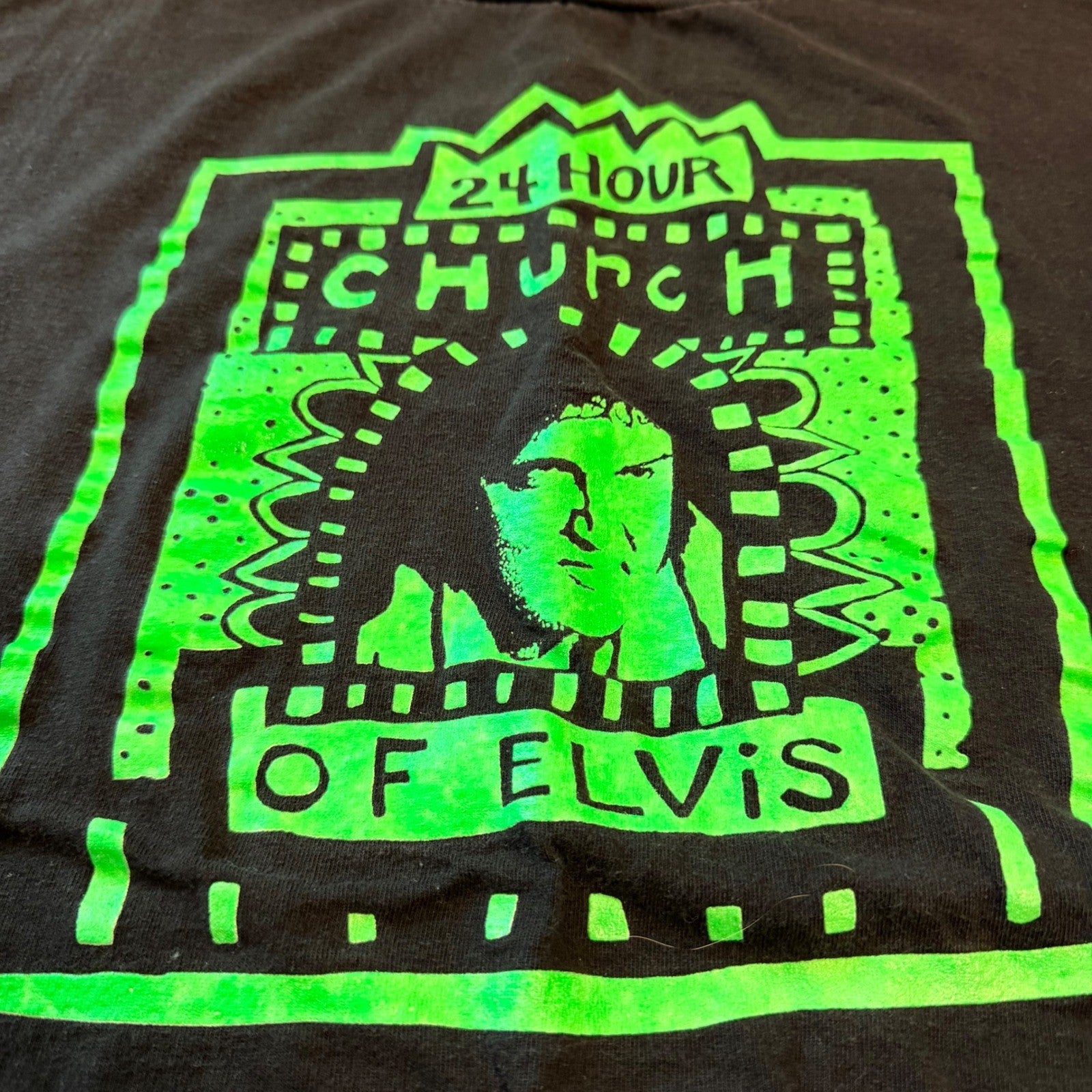 Oneita 24 Hour Church of Elvis Portland Vintage Graphic T-Shirt XXL Black